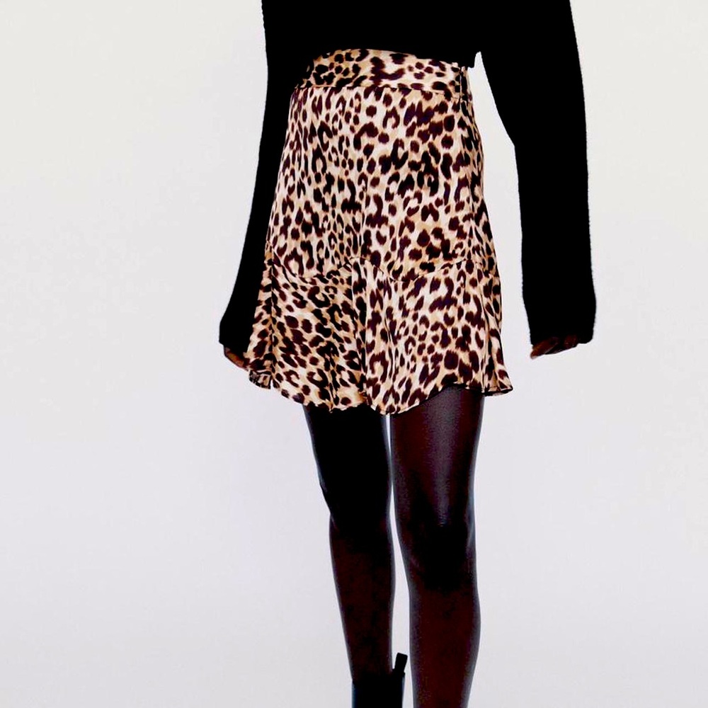 Satin Zara Leopard Print Skirt